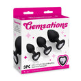 Load image into Gallery viewer, Gemsations 3Pc Silicone Ling Bling Heart Anal Training Kit Black