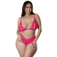 Load image into Gallery viewer, Get It Girl Peek-A-Boo Bralette & Split Crotch Boy Short Diva Pink 2Xl