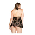 Load image into Gallery viewer, Stretch Lace Chemise & Matching G-String - Black - 1X/2X Boxed