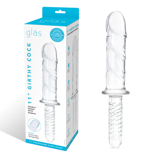 Glas 11&quot; Girthy Cock Double Ended With Handle