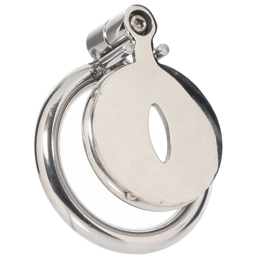 Lockmaster Stainless Steel Flat Inverted Chastity Cage With Cats Eye