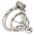 Load image into Gallery viewer, Lockmaster Stainless Steel Inverted Micro Chastity Cage With Urethral Straw
