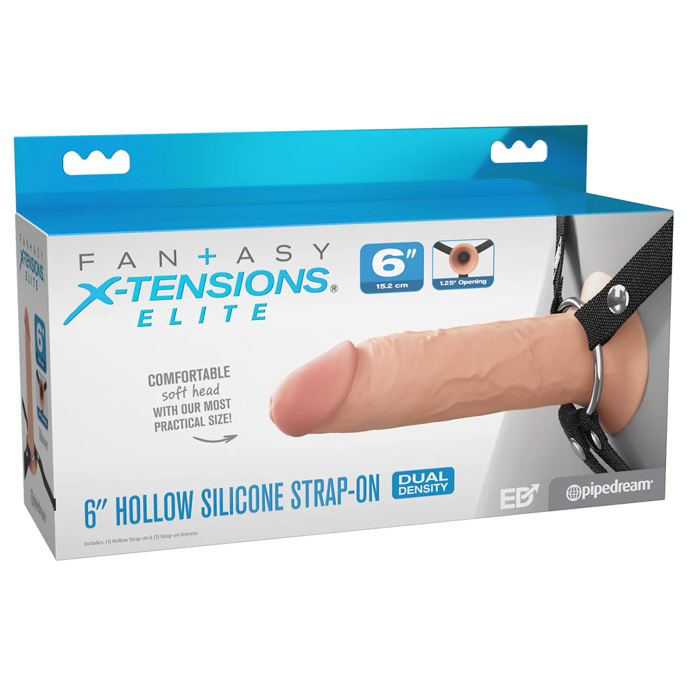 Fantasy X-Tensions Elite 6&quot; Silicone Hollow Strap-On Dual Density Light