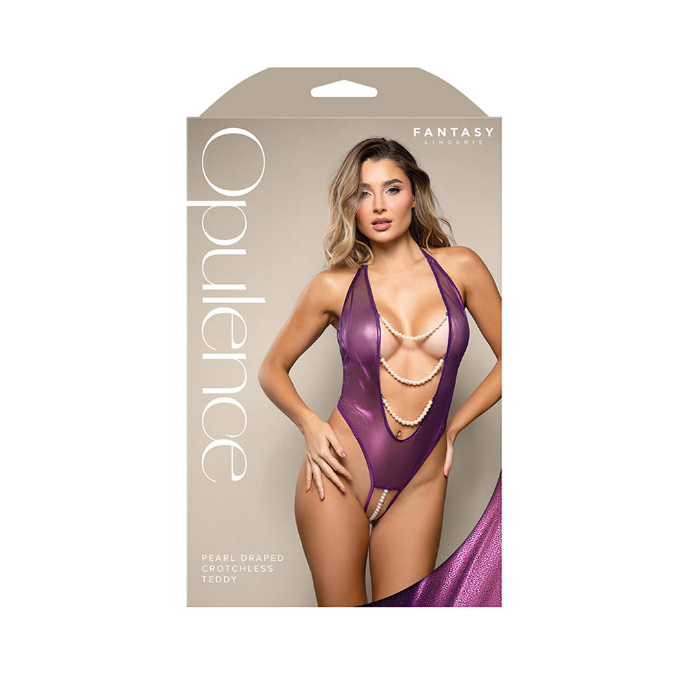 Pearl Draped Crotchless Teddy L/Xl