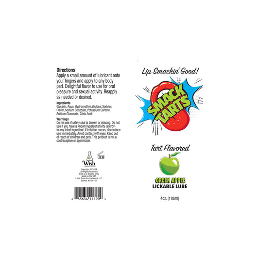 Smack Tarts Lickable Sour Green Apple Lube 4 oz.