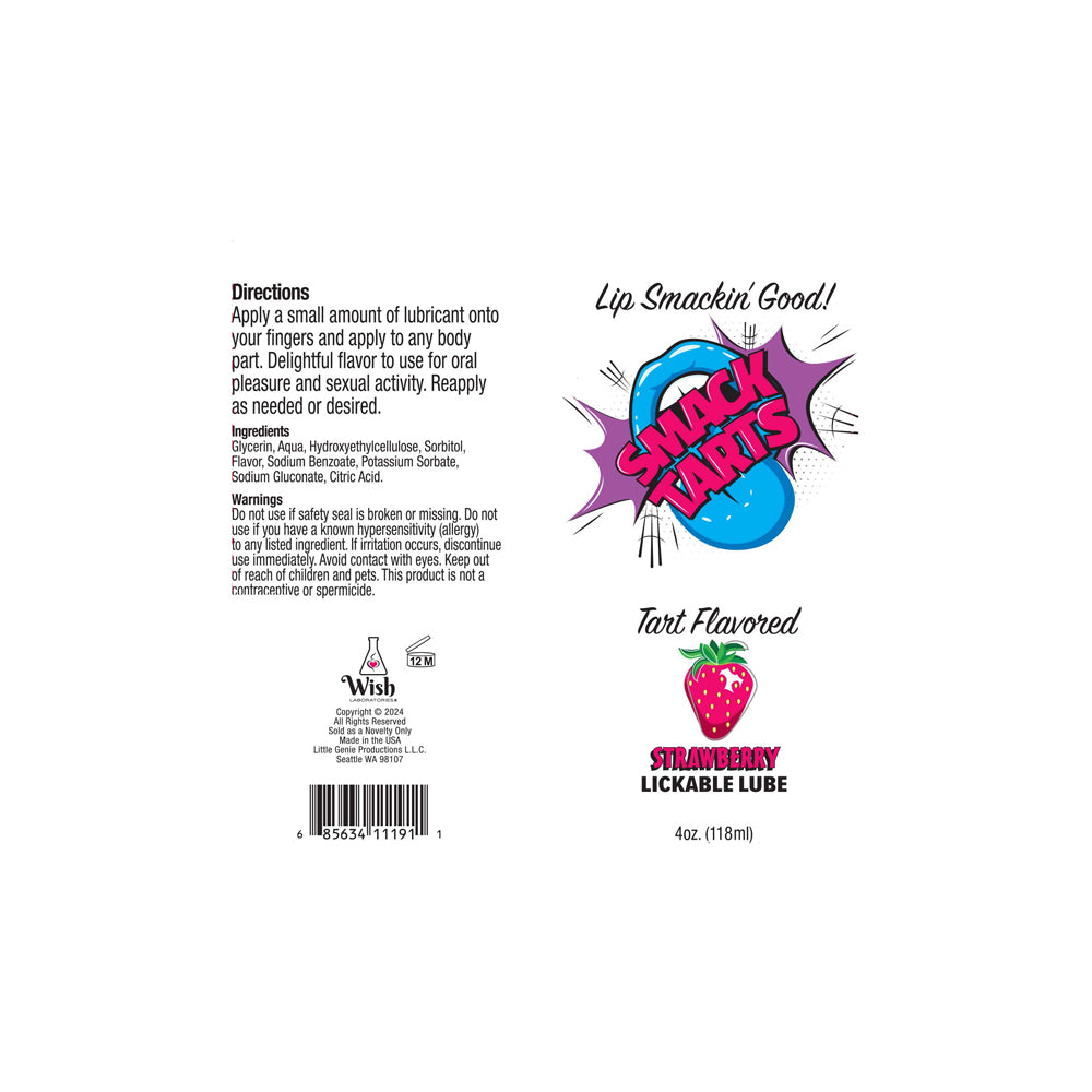 Smack Tarts Lickable Sour Strawberry Lube 4 oz.