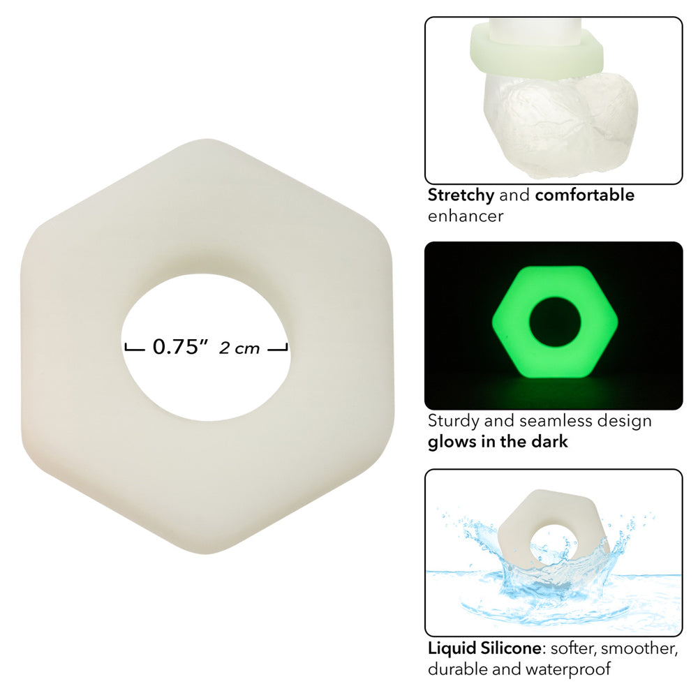 Alpha Glow-In-The-Dark Liquid Silicone Prolong Sexagon Ring