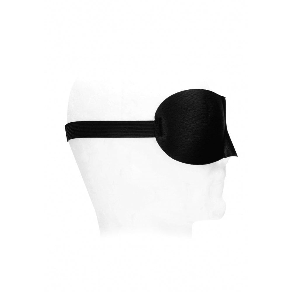 Ouch! Black & White Satin Curvy Eye Mask With Elastic Straps