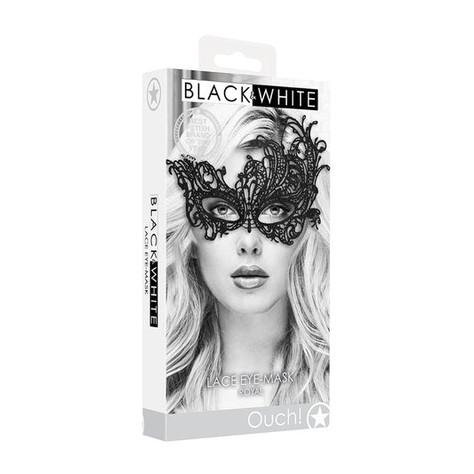 Ouch! Black & White Lace Eye Mask Royal