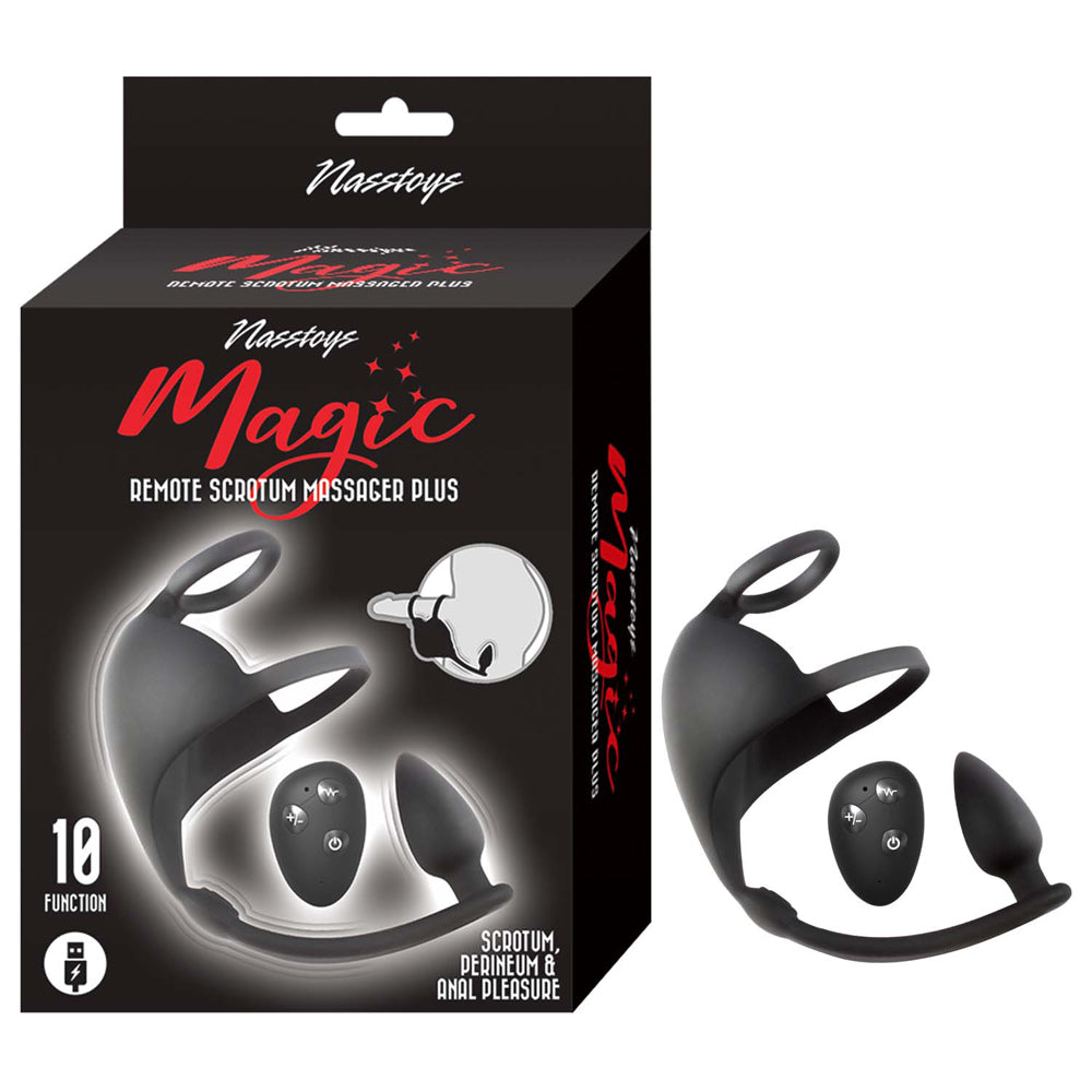 Magic Remote Scrotum Massager Plug Black