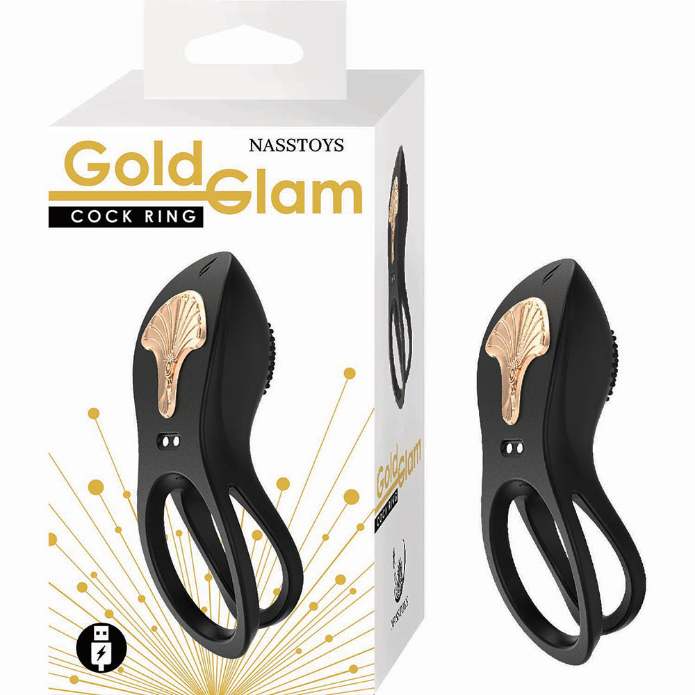 Gold Glam Cockring Black