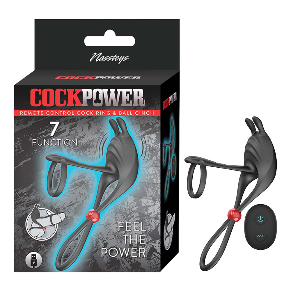 Cockpower Remote Control Cockring & Ball Cinch Black