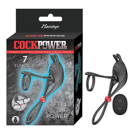 Cockpower Remote Control Cockring & Ball Cinch Black