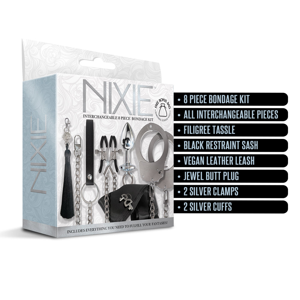 Nixie Interchangeable 8 Pc Bondage Kit Silver