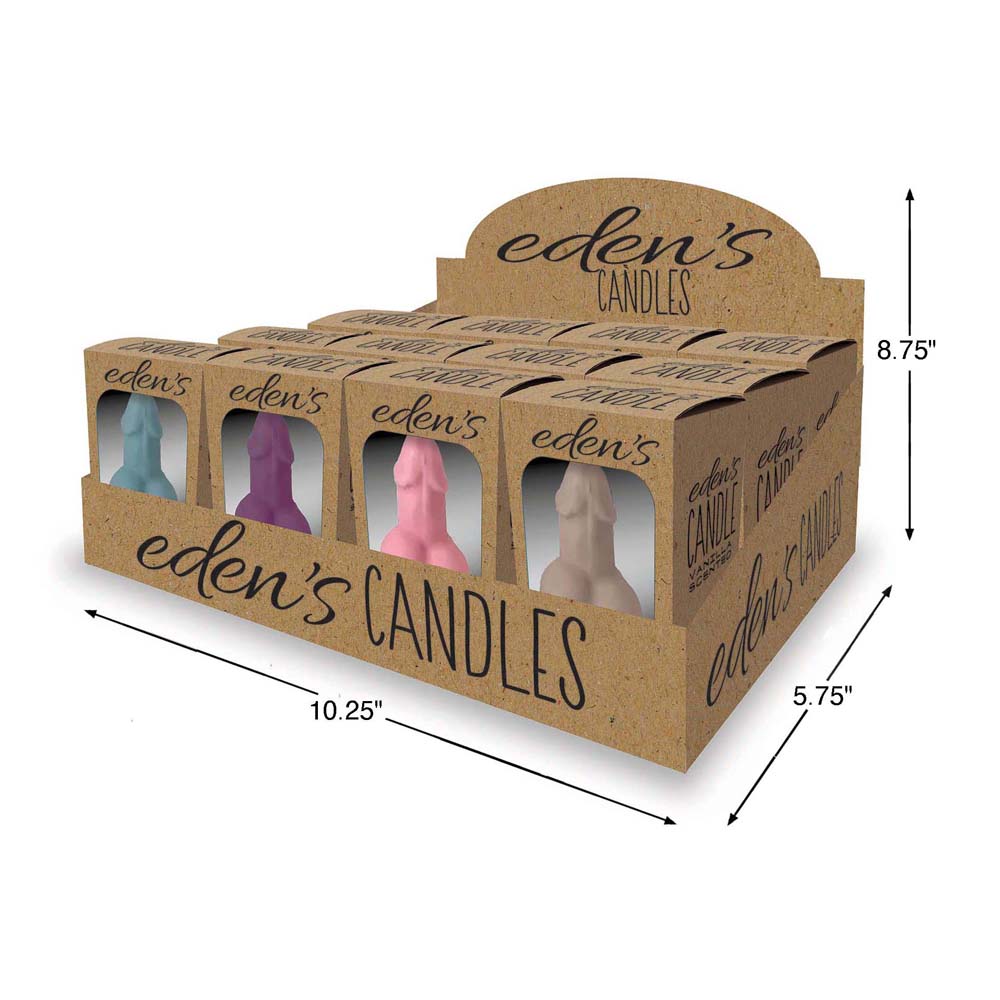 Eden&#39;s Candles Penis 12Ct Display