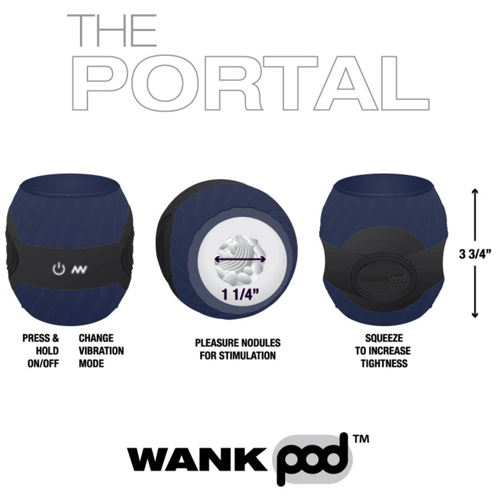 Wank Pod Portal Vibrating Stroker Dark Blue