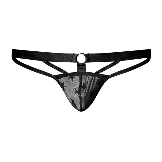 Love Star Thong W/ Ring Black S/M