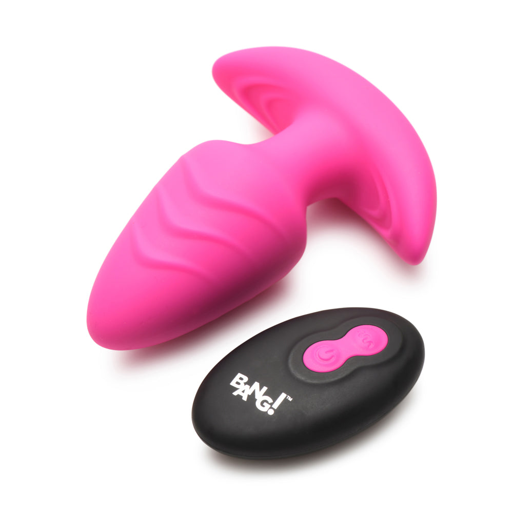 Bang! Rotating & Vibrating Silicone Butt Plug W/ Remote Pink