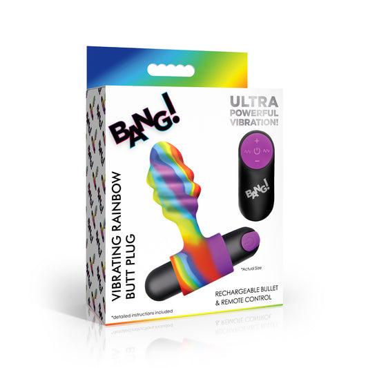 Bang! Vibrating Rainbow Butt Plug