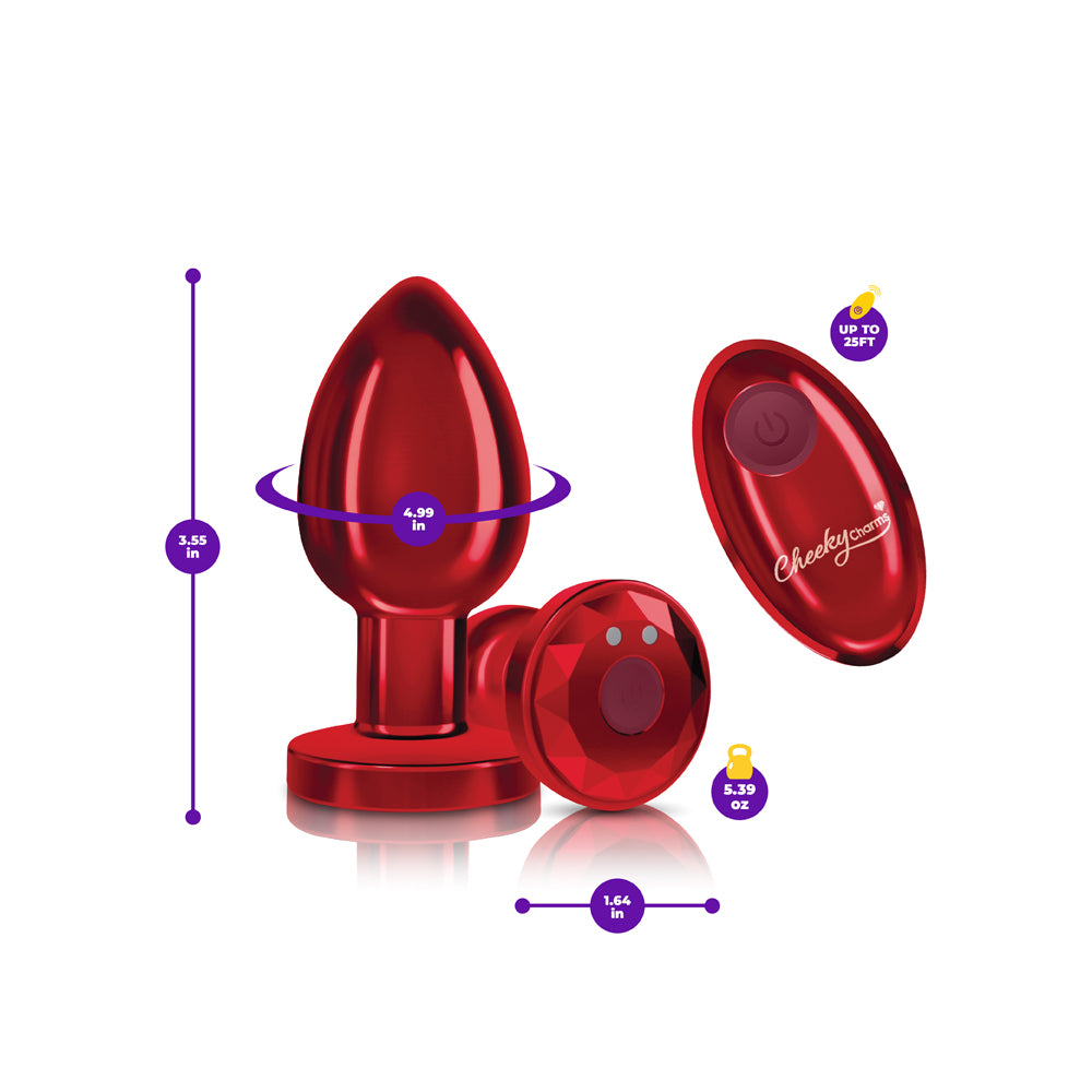 Cheeky Charms Vibrating Butt Plug Red Large