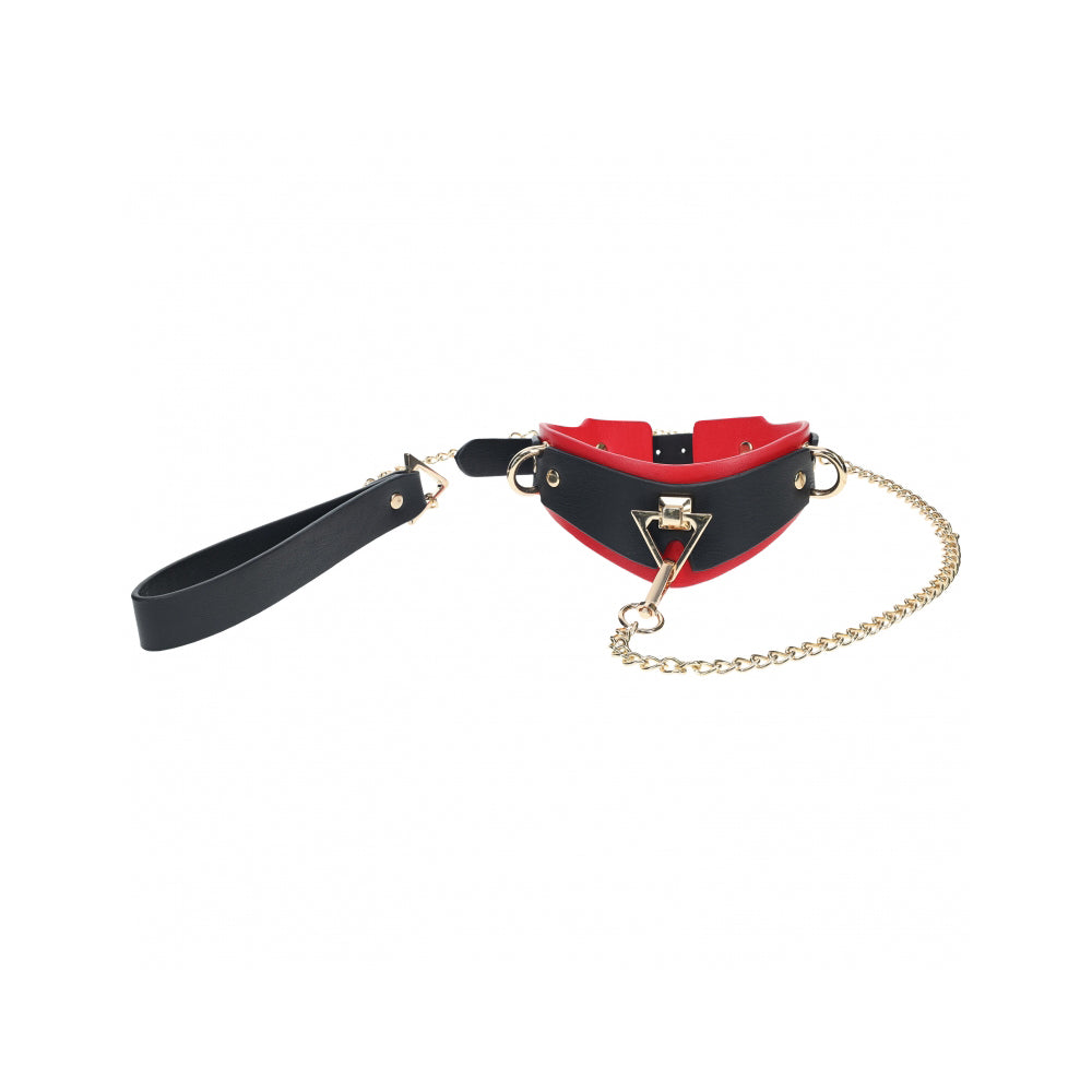 Ouch! Milan Collection Collar With Leash Black/Red