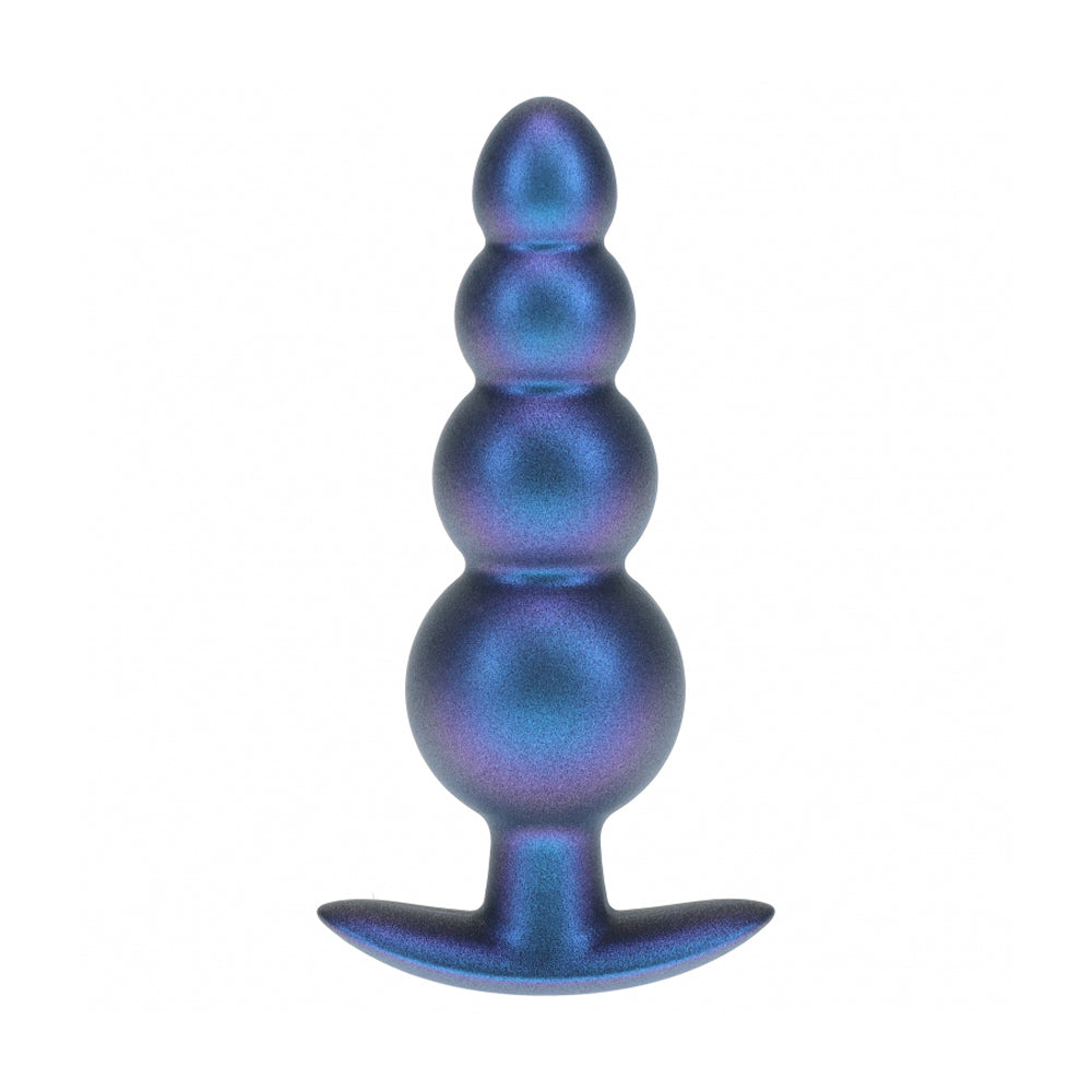 Ouch! Beaded Anal Plug Silicone Metallic Blue