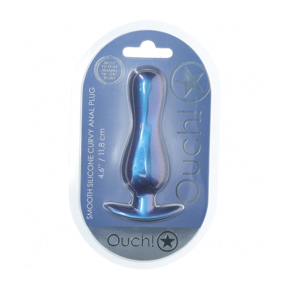 Ouch! Curvy Anal Plug Silicone Metallic Blue