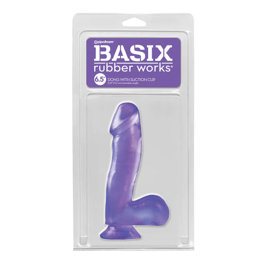 Basix Rubber Works 6.5&quot; Dong with Suction Cup Purple