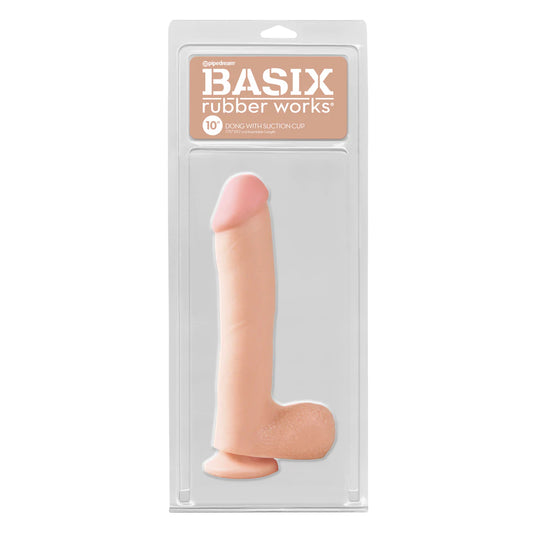 Basix Rubber Works 10&quot; Dong with Suction Cup Flesh