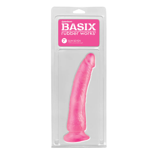 Basix Rubber Works Slim 7&quot; with Suction Cup Pink