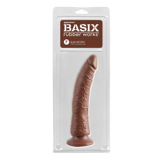 Basix Rubber Works Slim 7&quot; with Suction Cup Brown