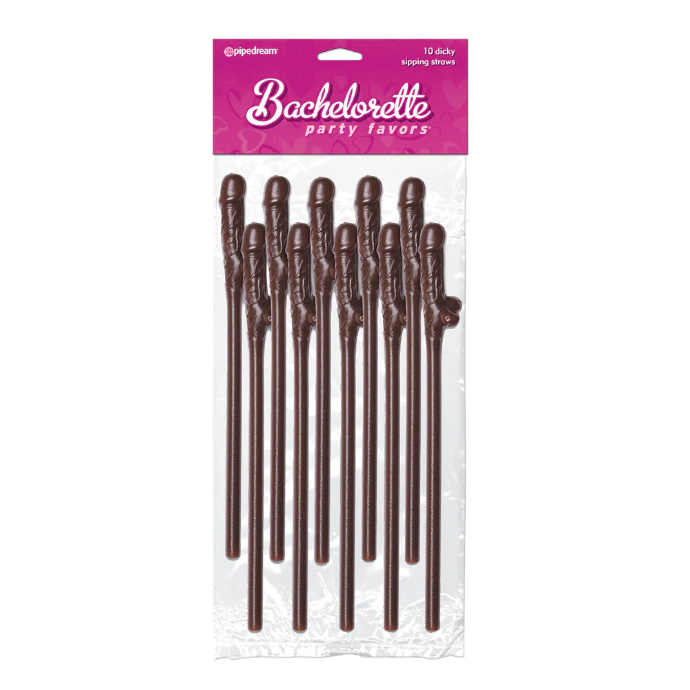 Bachelorette Party Favors Dicky Sipping Straws Brown 10pc.