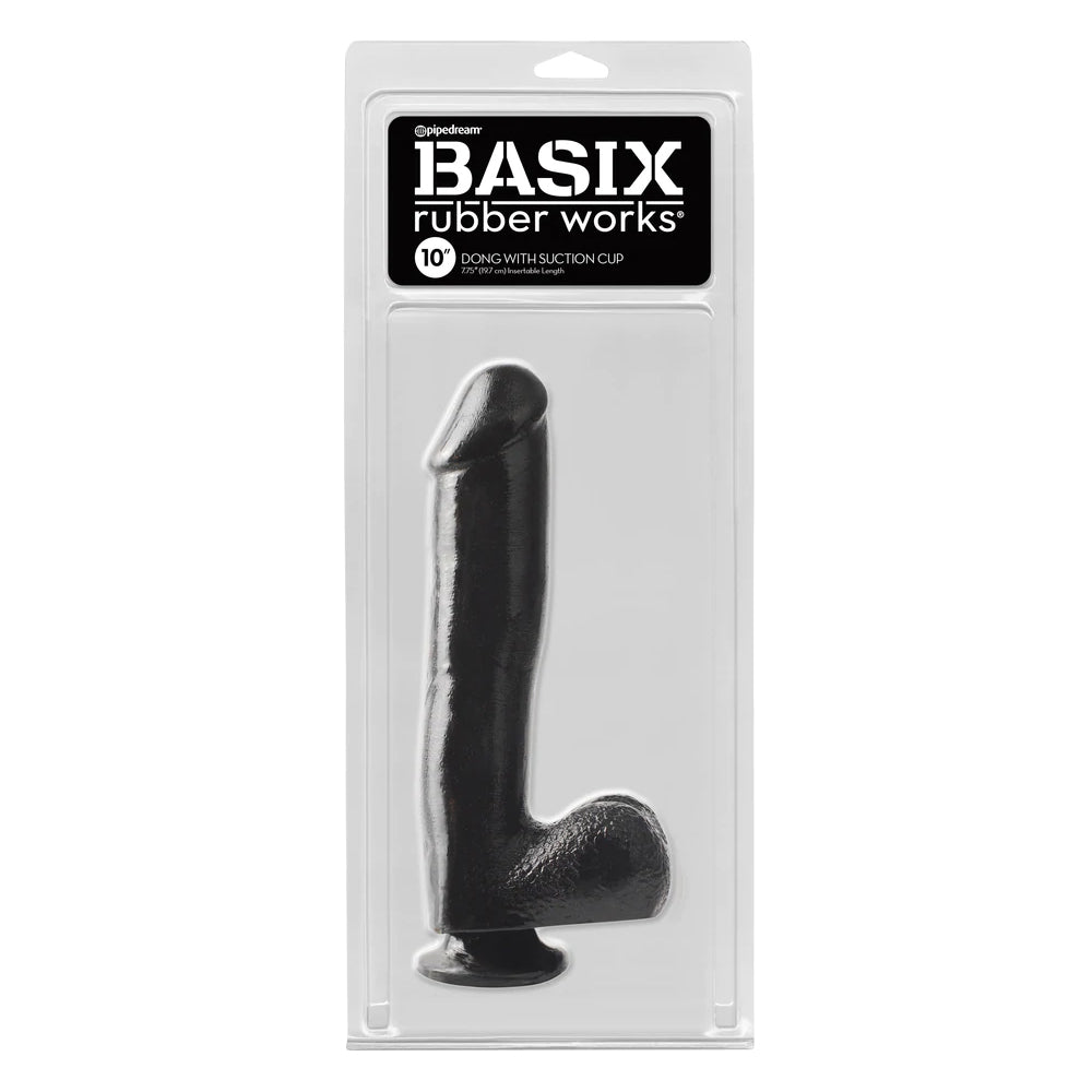 Basix Rubber Works 10&quot; Dong with Suction Cup Black