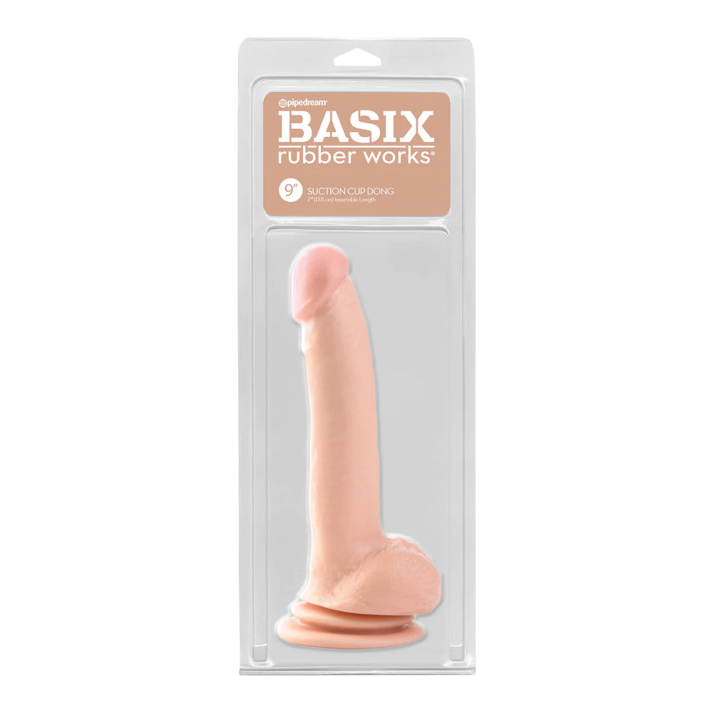 Basix Rubber Works 9&quot; Suction Cup Dong Flesh