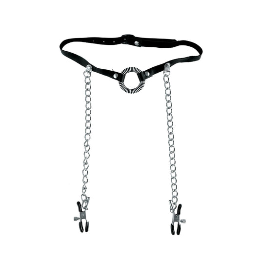 Fetish Fantasy Series Limited Edition O-Ring Gag & Nipple Clamps Black