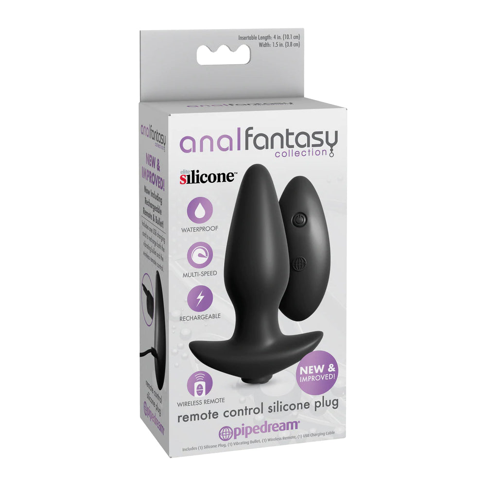 Anal Fantasy Collection Remote Control Silicone Plug Black