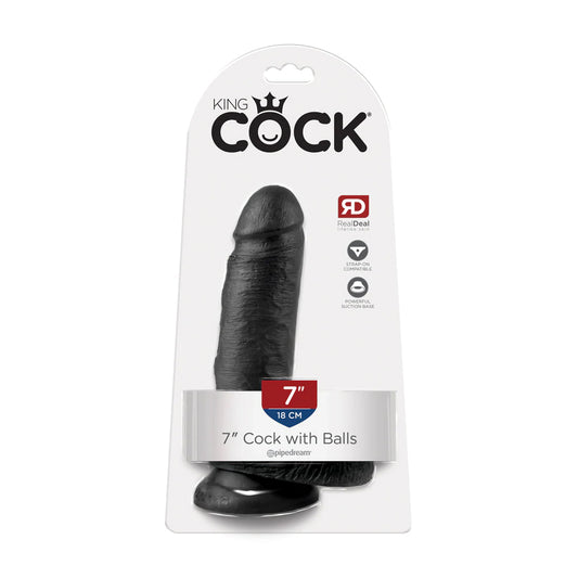 King Cock 7&quot; Cock with Balls Black