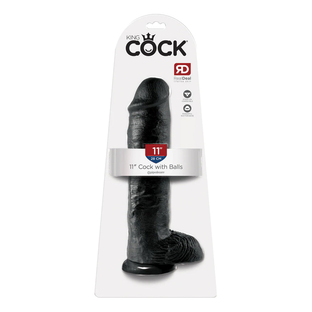 King Cock 11&quot; Cock with Balls Black