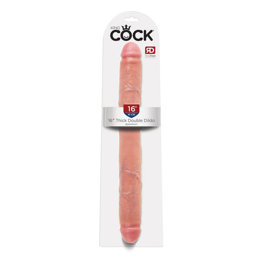 King Cock 16&quot; Thick Double Dildo Flesh