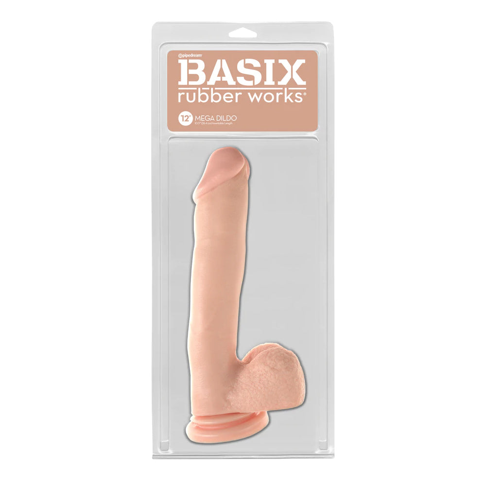 Basix Rubber Worx 12&quot; Mega Dildo Flesh