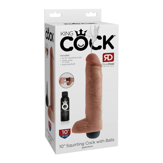 King Cock 10&quot; Squirting Cock w/ Balls Flesh