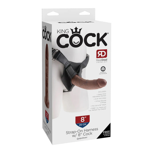 King Cock Strap-on Harness w/ 8&quot; Cock Brown