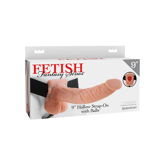 Fetish Fantasy Series 9&quot; Hollow Strap-On with Balls Brown