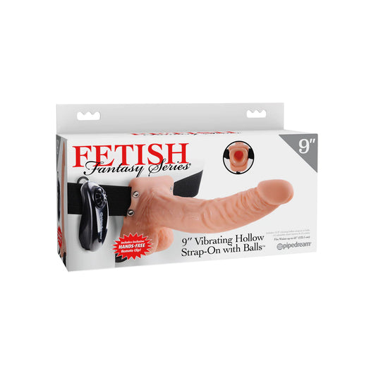 Fetish Fantasy Series 9&quot; Vibrating Hollow Strap-On with Balls Flesh