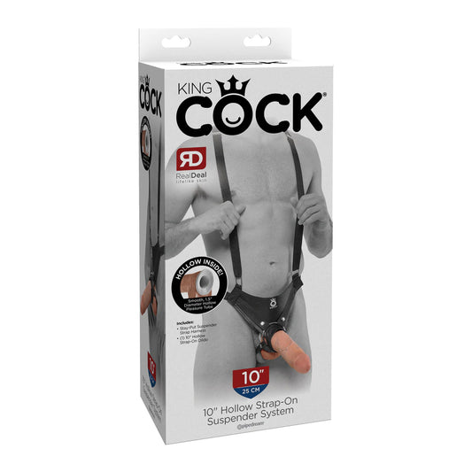 King Cock 10&quot; Hollow Strap-On Suspender System Flesh