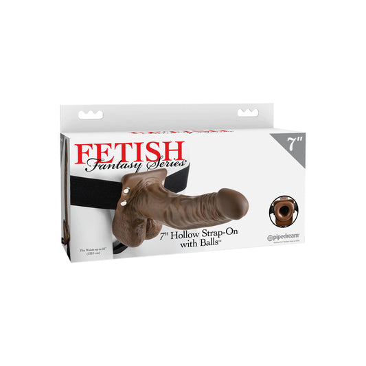 Fetish Fantasy Series 7&quot; Hollow Strap-On With Balls Brown