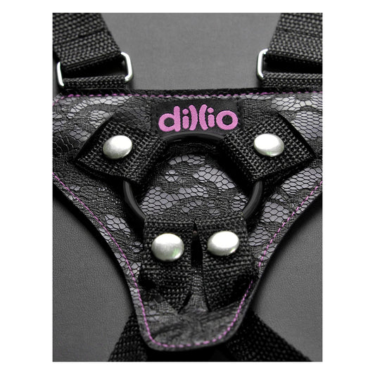 Dillio 6&quot; Strap-On Suspender Harness Set Black/Pink