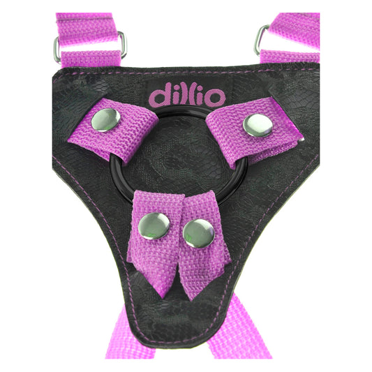 Dillio 7&quot; Strap-On Suspender Harness Set Pink/Black
