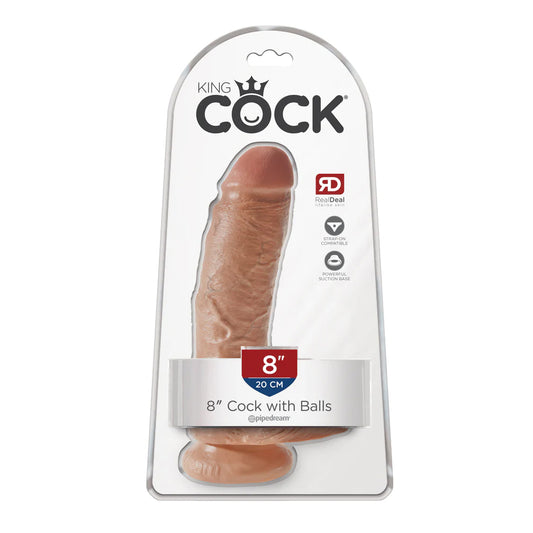 King Cock 8&quot; Cock With Balls Tan