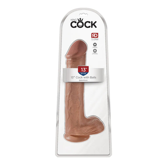 King Cock 13&quot; Cock With Balls Tan